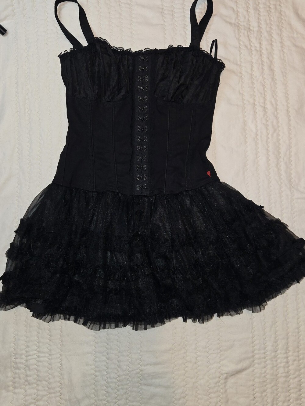 Tripp nyc Black Corset Mini Dress with Ruffled Tulle Skirt - Picture 2 of 10
